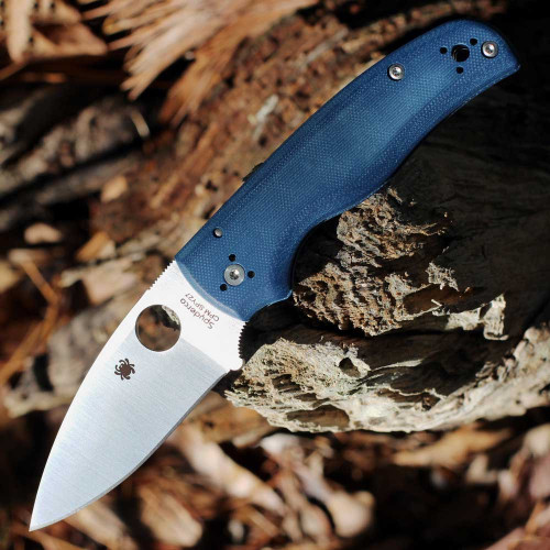 Spyderco Shaman (C229GPCBL)- 3.58" Satin CPM-SPY27 Plain Blade, Cobalt Blue G-10 Handle