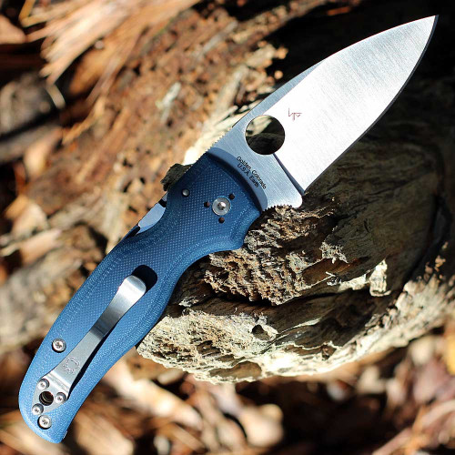 Spyderco Shaman (C229GPCBL)- 3.58" Satin CPM-SPY27 Plain Blade, Cobalt Blue G-10 Handle