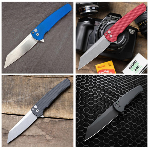 Pro-Tech Malibu Operator Button Lock Flipper (5403-OPERATOR) - 3.5" CPM-MagnaCut Black DLC Reverse Tanto Blade, Black 7075 Aluminum Handle
