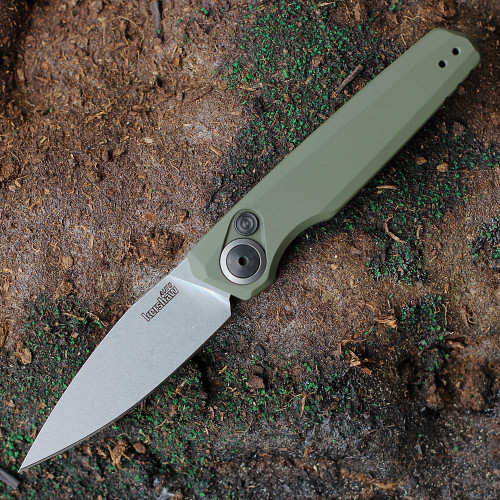 Kershaw Launch 18 Automatic (KS7951OL) 2.79" CPM-154 Stonewashed Spear Point Plain Blade, Green Anodized Aluminum Handle