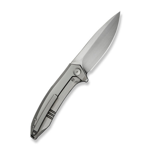 WE Knife Acuminal (WE23070-2) 3.98" Vanax Hand Rubbed Satin Drop Point Plain Blade, Polished Bead Blasted Titanium Handle