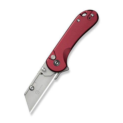 CIVIVI Elementum Utility (C23039B-5) 2.26" 6Cr13 Stonewashed Reverse Tanto Plain Blade, Burgundy Aluminum Handle