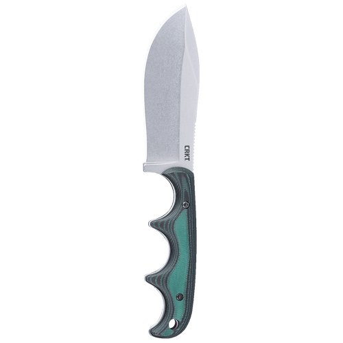 CRKT Minimalist Nessmuk (2376) 2.9" D2 Stonewashed Drop Point Plain Blade, Green Micarta Handle, Black Thermoplastic Neck Sheath