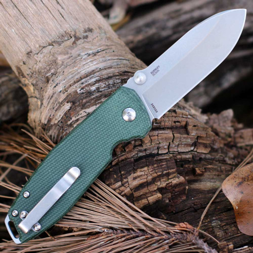 CRKT Squid XM (2495GR) 2.95" D2 Stonewashed Drop Point Plain Blade, Green Micarta Handle