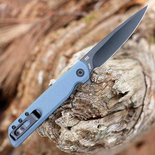 CRKT LCK+ (3801KN) 3.38" Sandvik 14C28N Black Oxide Coated Drop Point Plain Blade, Gray G-10 Handle