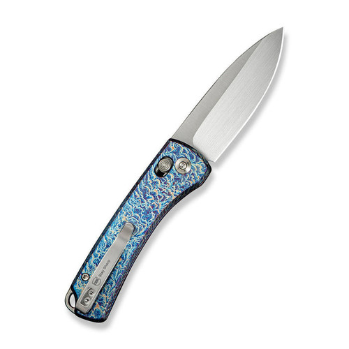 WE Knife Nightblade (22046-4) 2.98" CPM-20CV Hand Rubbed Satin Drop Point Plain Blade, Flamed Titanium Handle