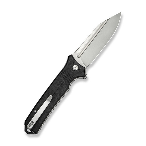 CIVIVI Neurohaptic (C23080-2) 3.74" Nitro-V Stonewashed Clip Point Plain Blade, Black Shredded G-10 Handle