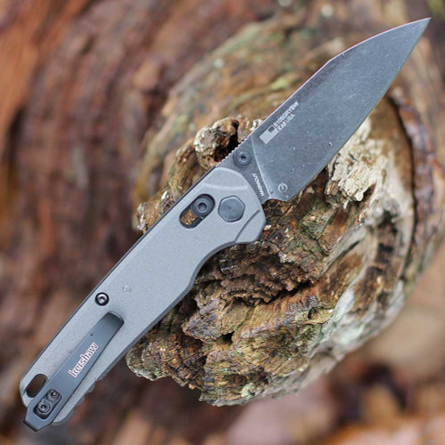 Kershaw Bel Air (6105GRYBW) 3.1" CPM-MagnaCut Blackwashed Reverse Tanto Plain Blade, Gray 6061-T6 Aluminum Handle