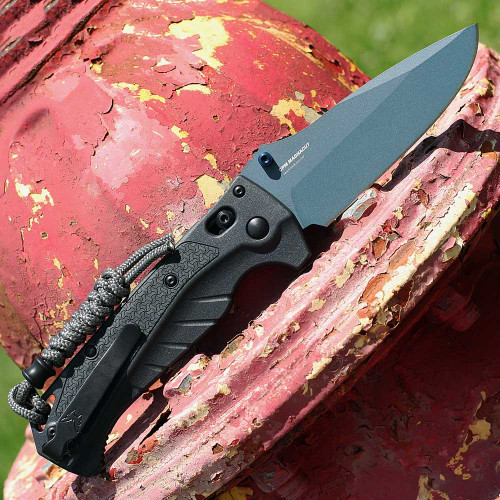 Cerakote Blue Titanium finished CPM-MagnaCut blade for fishing