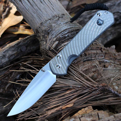 Chris Reeve Large Sebenza 31 Unique Graphic Style: SS20"A" - 3.61" Stonewash/Polished CPM-MagnaCut Drop Point Blade, Sandblasted Titanium with Hematite (L31-1408-0400)