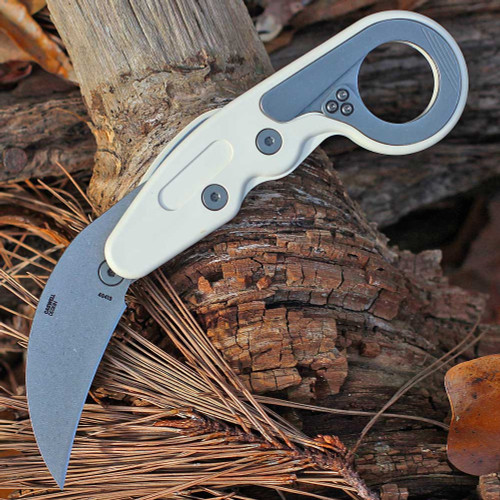 CRKT Provoke (4041S) 2.47" AUS-8 Stonewashed Hawksbill Plain Blade, White Grivory Handle w/ Kinematic Lock