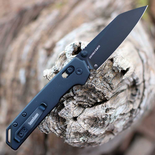 Kershaw Mini Iridium (2051RBLK) 3" D2 Black Reverse Tanto Plain Blade, Black Anodized Aluminum Handle