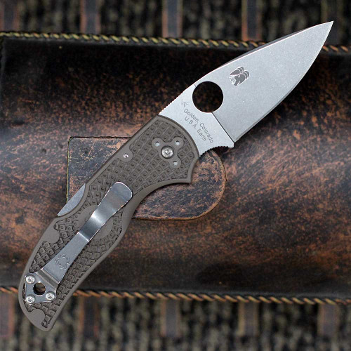 Spyderco Native 5 Lightweight Sprint Run (C41PBN15V5) 2.95" CPM-15V Satin Drop Point Plain Blade, Brown Fiberglass Reinforced Nylon Handle