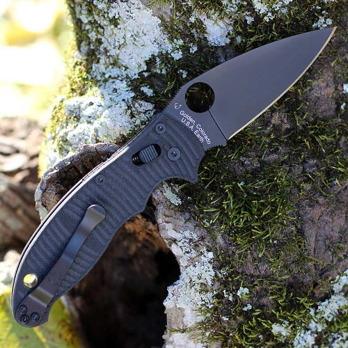 Spyderco Manix 2 Salt C101GMCBKP2 with black DLC CPM MagnaCut plain edge blade and black G-10 handle, open view