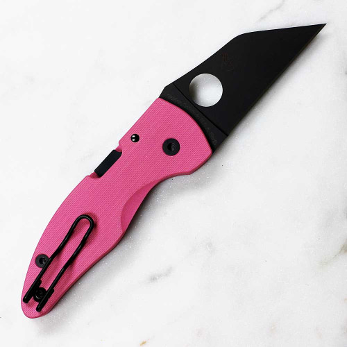 CPM S30V Black DLC Wharncliffe Pink G-10