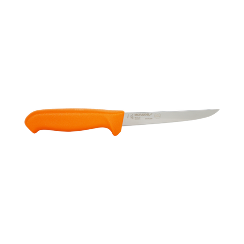 Mora Hunting Narrow Boning (S) (M-14235) 5.28" Swedish Stainless Steel Satin Boning Plain Blade, Burnt Orange TPE, OD Green Polymer
