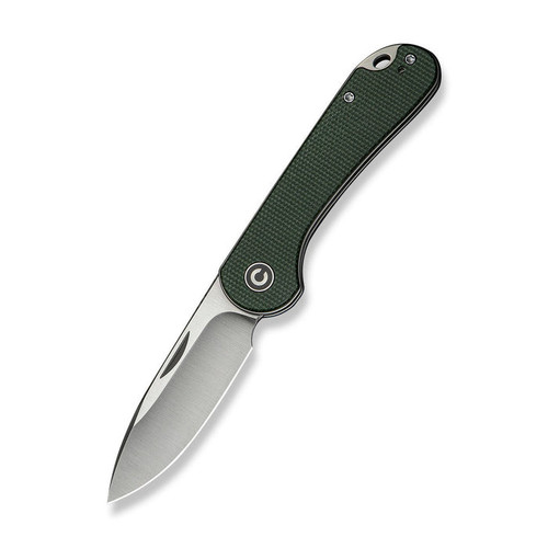 CIVIVI Elementum Slip Joint (C18062AJ-2) 2.96" Sandvik 14C28N Satin Drop Point Plain Blade, Green Canvas Micarta Handle