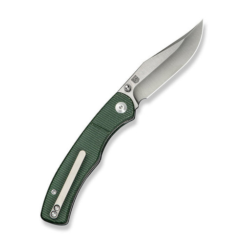 CIVIVI Clingman (C23065-4) 2.99" Nitro-V Satin Clip Point Plain Blade, Green Canvas Micarta Handle