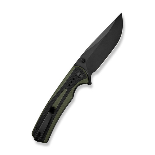 Sencut Regnator (S24057-2) 3.48" Black Clip Point Plain Blade, Green and Black G-10 Handle