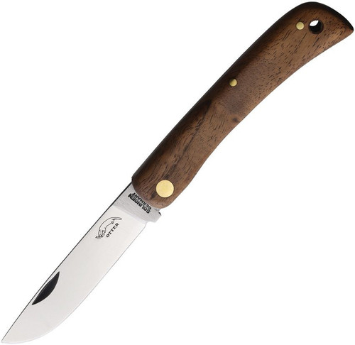OTTER-Messer Small Hippekniep Folding Knife (OTT141WNB) 2.95" Carbon Steel Drop Point Satin Plain Blade, Walnut Handle