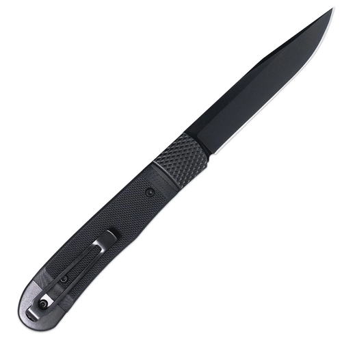 CobraTec Trapper Hidden Release Automatic (CTTHRG10BKO) 3.125" Black D2 Drop Point Plain Blade, Black G-10 Handle with Black Aluminum Bolster