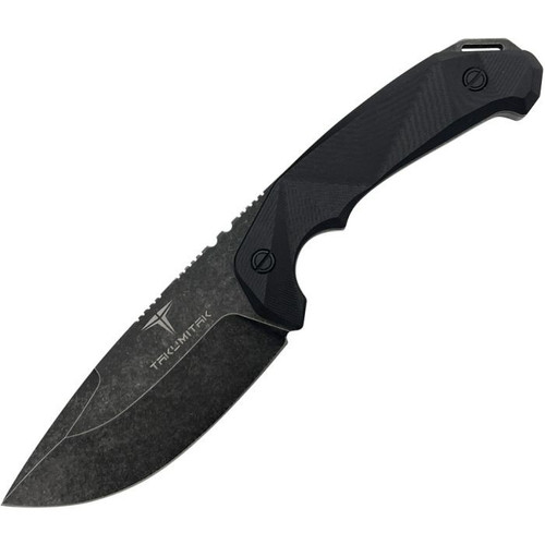 Takumitak Knives Companion (TKF212SW) 4" D2 Blackwashed Drop Point Plain Blade, Black G-10 Handle. Black Kydex Sheath