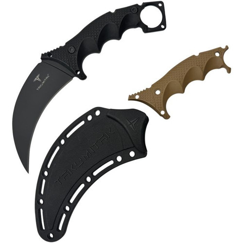 Takumitak Knives Midnight (TKF307) 4.75" 3Cr13 Black Oxide Coated Karambit Plain Blade, Black Fiberglass Reinforced Nylon Handle, Black Fiberglass Reinforced Nylon Sheath