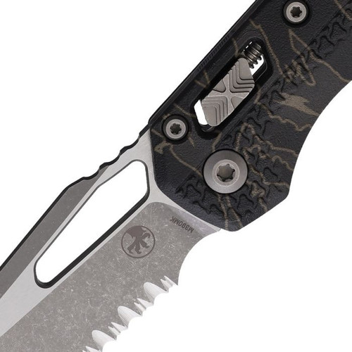 Microtech MSI (210T-11APPMTC) 3.9" Premium Steel Apocalyptic Finished Sheepsfoot Partially Serrated Blade, Tactical Camo Injection Molded Polymer Handle w/ Tri-Grip Texturing