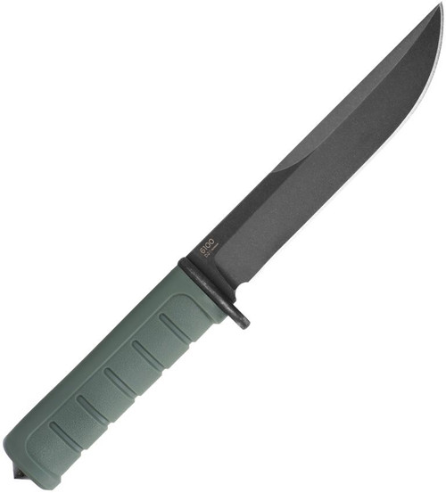 Green GFN handle of KA-BAR Dust I 6100 with integrated spike buttcap.