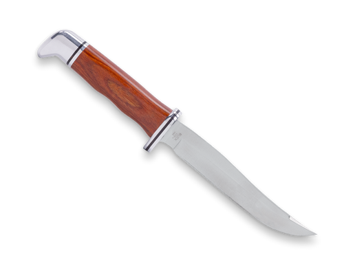 Buck Knives Pathfinder (105CCS1) 5" 420HC Satin Modified Clip Point Plain Blade, Cocobolo Wood Handle, Black Leather Sheath