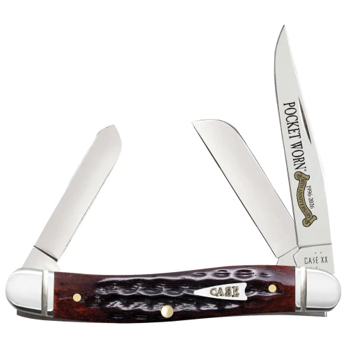 Front View: Case Medium Stockman knife open clip sheepfoot spey blades Tru-Sharp stainless