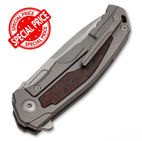 Boker Plus Aphex Mini Flipper (01BO197) - 2.99" Satin VG-10 Drop Point Plain Blade , Grey Titanium with Wild Carbon Fiber Inlays