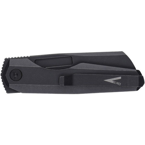 Vero Engineering Neuron (VRONBB) 2.76" Bohler M390 Blackwashed Sheepsfoot Plain Blade, Blackwashed Titanium Handle w/ Double Detent Non-Locking