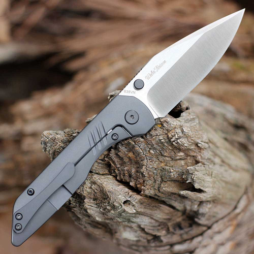 Boker Plus Max 01BO974 partially open view showcasing the ambidextrous thumb studs and non-slip blade jimping.
