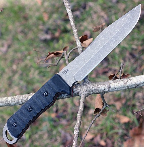 TOPS Apache Dawn Rockies Edition (TPAPAD02) 6.75" 1095 Tumbled Clip Point Plain Blade, Black G-10 Handle, OD Green Nylon Belt Sheath with Plastic Insert
