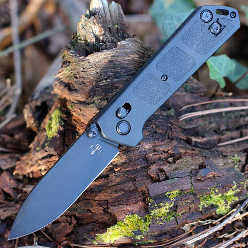 Boker Plus Kihon DC (01BO905) - 3.22" Black Tri-Coated D2 Steel Drop Point Plain Blade, Black GFN Handle