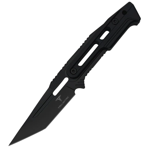 Takumitak Heat Fixed Blade (TKF301) 4.5" 3cr13 Black Tanto Plain Blade, Black FRN Handle