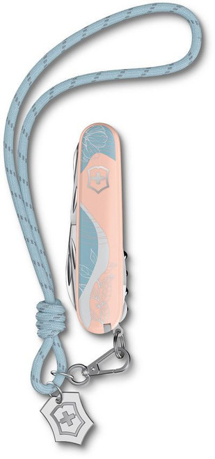Victorinox Companion Paris Style (13909E221) Stainless Steel Drop Point Plain Blade, Pink, White and Light Blue ABS Handle