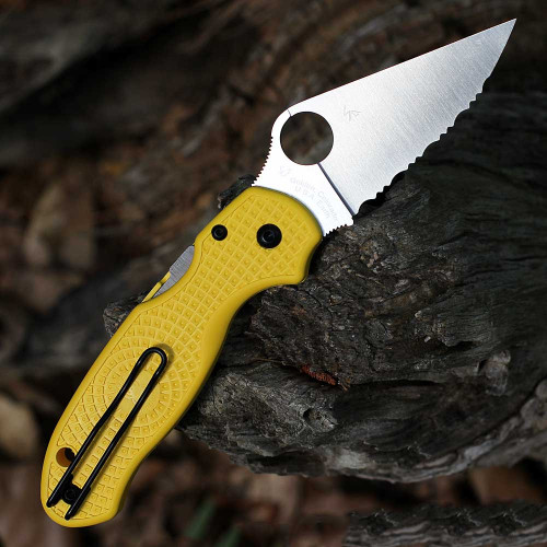 Spyderco Para 3 Lightweight Salt (C223SYL) - 2.92in Satin CPM-MagnaCut SpyderEdge Blade, Yellow FRN Handle