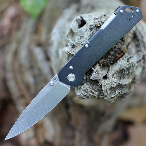Boker Kihon Bifold 110314 2.99" MagnaCut satin drop point, blackwashed stainless handle