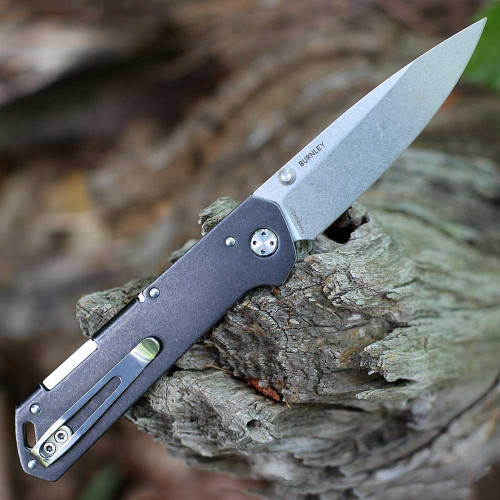 Boker Kihon Bifold 110314 2.99" MagnaCut satin drop point, blackwashed stainless handle