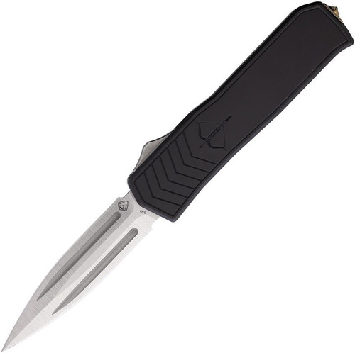 Medford Merc-1 OTF (MD2134TG42AB) 3.75" S45VN Tumbled Dagger Plain Edge Blade, Black Aluminum Handle, Glass Breaker, Bronze Hardware, Nylon Zipper Storage Case