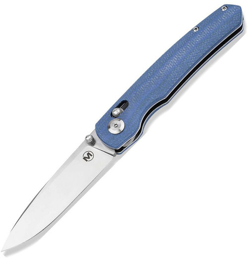 Boker Magnum Shango (01BM0003) 3.43" 440A Satin Drop Point Plain Blade, Blue Micarta Handle, Crossbar Lock