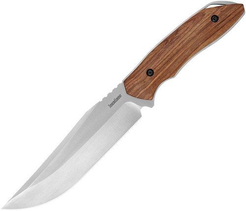 Kershaw Hurdle Fixed Blade (KS1418) 6.25" Stainless Steel Satin Clip Point Plain Blade, Wood Handle, Full Tang, Black Nylon Sheath
