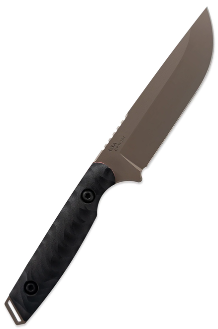 Toor Knives Field 2.0 Fixed Blade (TK2798) 4.5" CPM-154 Canton Drab Drop Point Plain Blade, Ebony Wood Handle, Red G-10 Liner,  Full Tang, FlexTech Velvet Lined Kydex Sheath