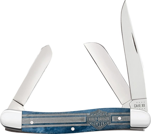 Case XX Harley-Davidson Etched, Medium Stockman, 52230, Navy Blue Bone (6318 SS)