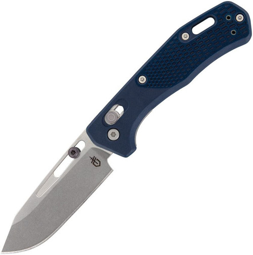 Gerber Assert (G1075373) 3" Magnacut Stonewashed Clip Point Plain Blade, Blue Textured Polymer Handle