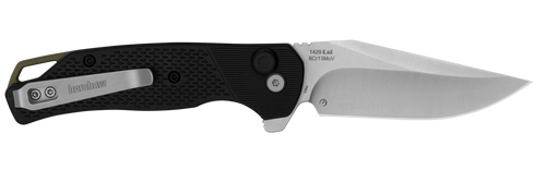 Kershaw Runoff Flipper, Button Lock, Black GFN (KS1429) 3.1" 8Cr13MoV Satin Clip Point Blade