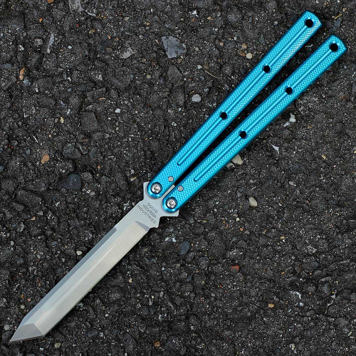 Squid Industries Krake Raken V3 (KrakeRakenV3TealMatTan) 4.50" AEB-L Matte Tanto Plain Blade, Teal Aluminum Handle