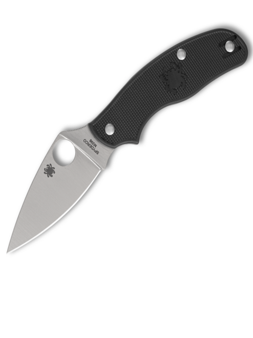 Spyderco Metropolitan Lightweight SLIPIT C213PBK black FRN handle open view showing Bohler M398 satin leaf-shape plain blade